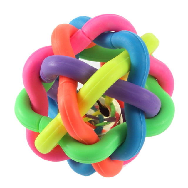 Colorful Rubber Round Ball with Small Bell Toy For Dog