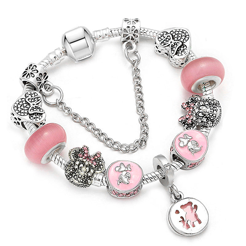 Sweet Series Lovely Kitty Cat Pendant Beads Charm Bracelet