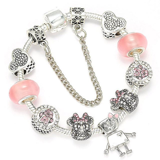 Sweet Series Lovely Kitty Cat Pendant Beads Charm Bracelet