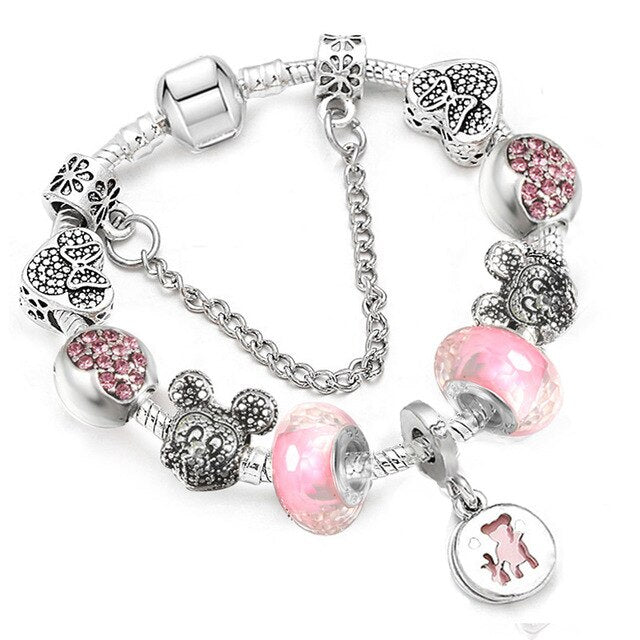 Sweet Series Lovely Kitty Cat Pendant Beads Charm Bracelet