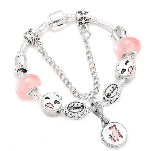 Sweet Series Lovely Kitty Cat Pendant Beads Charm Bracelet