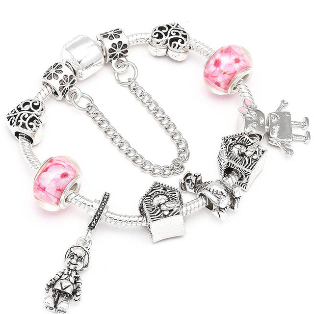 Sweet Series Lovely Kitty Cat Pendant Beads Charm Bracelet