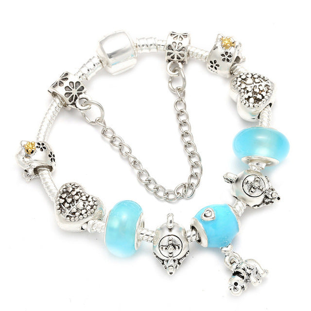 Sweet Series Lovely Kitty Cat Pendant Beads Charm Bracelet