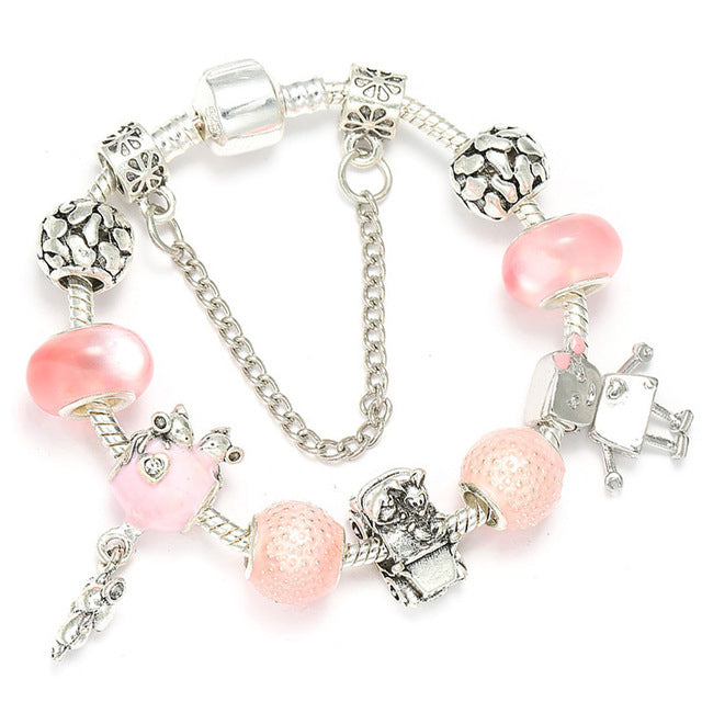 Sweet Series Lovely Kitty Cat Pendant Beads Charm Bracelet