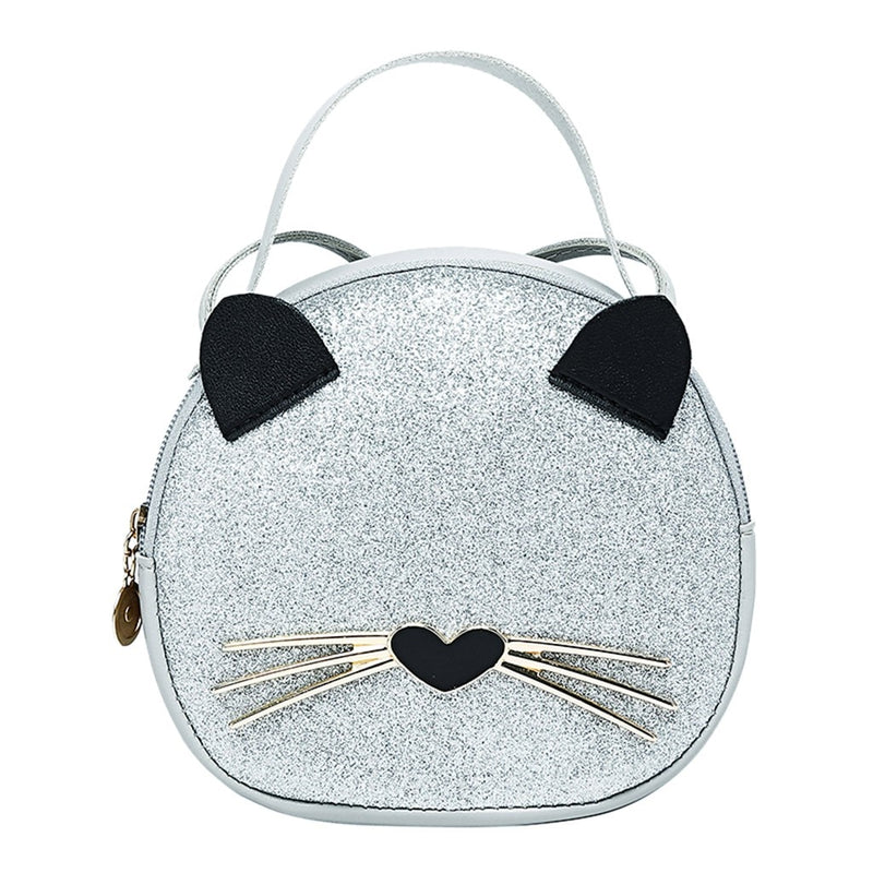 Cute Cartoon Cat Design Sequins Crossbody Leather Handbag