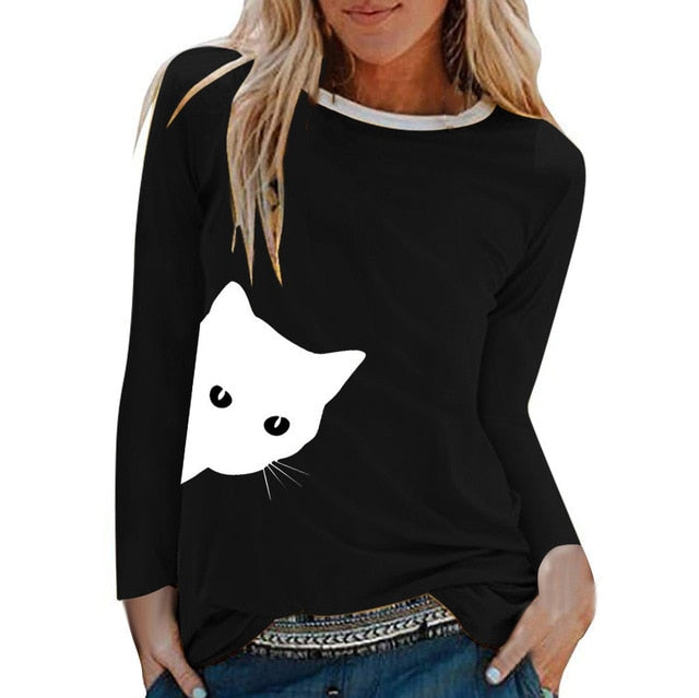 Cat Print Women's T-Shirts