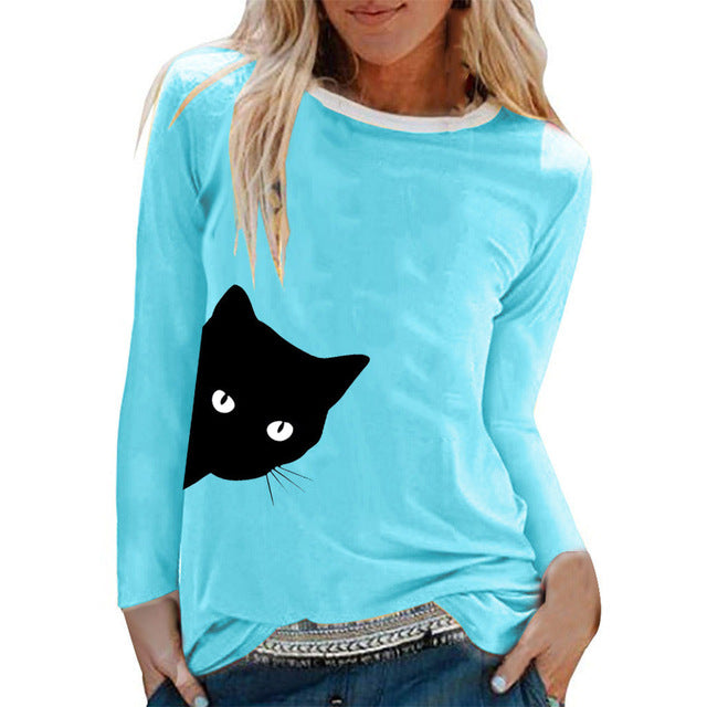 Cat Print Women's T-Shirts