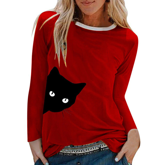 Cat Print Women's T-Shirts