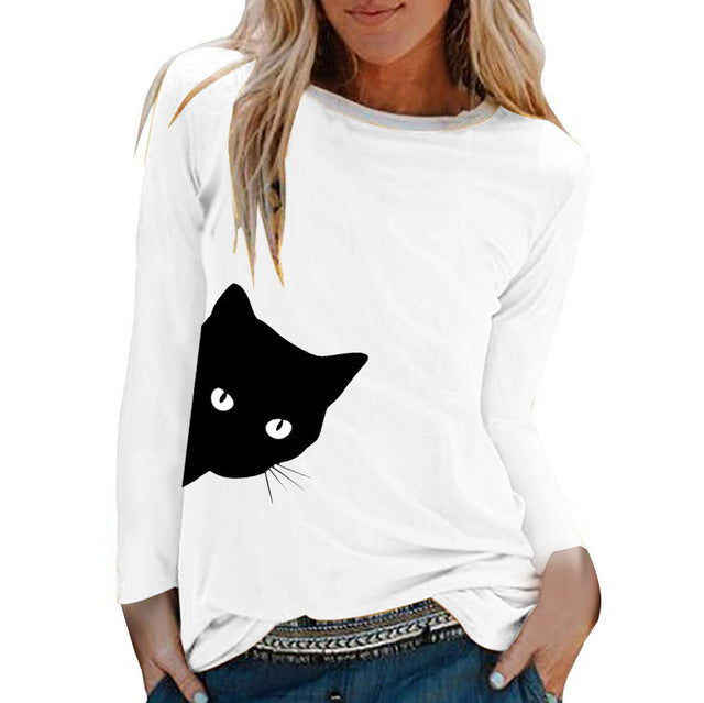 Cat Print Women's T-Shirts