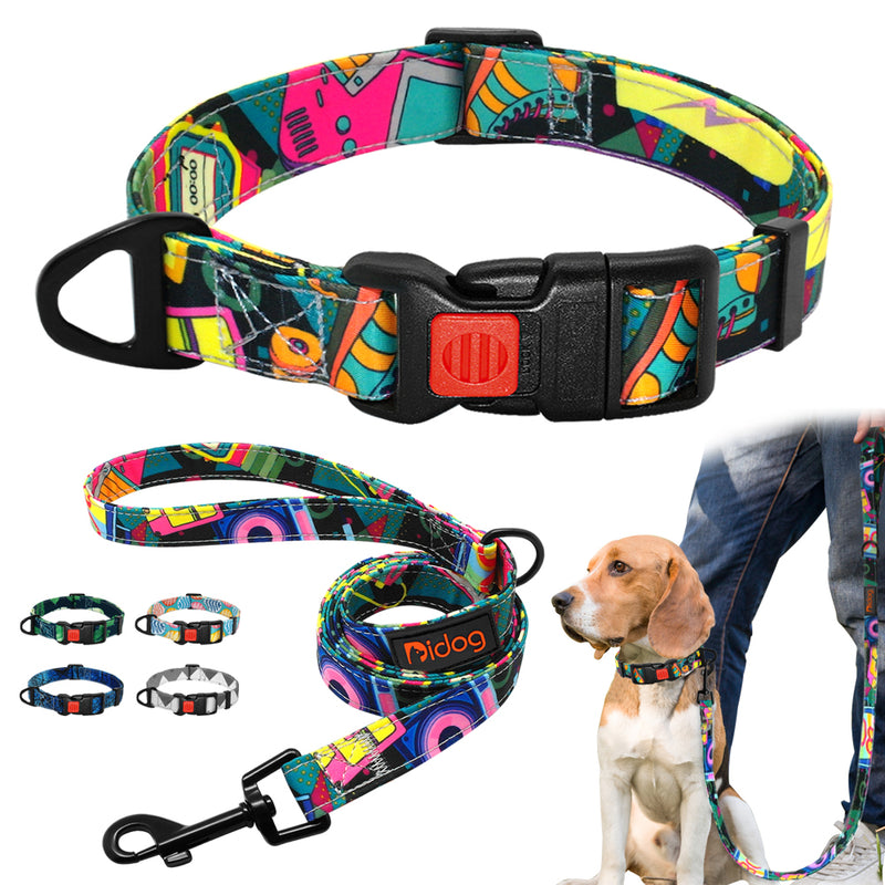 Printed Dog Collar  Walking Leash