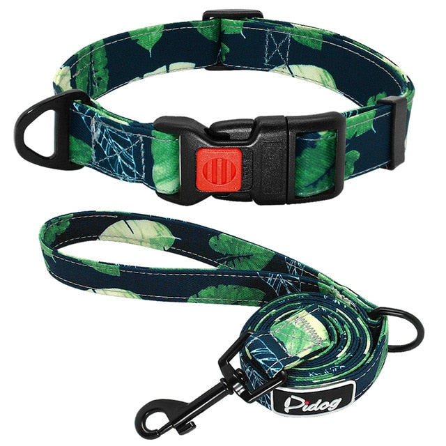 Printed Dog Collar  Walking Leash