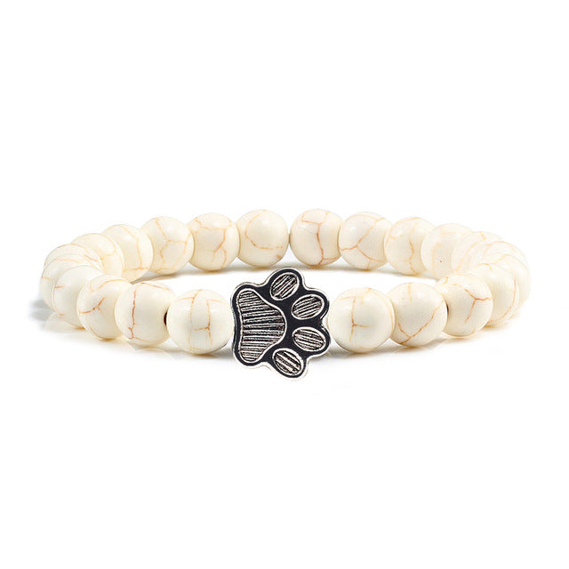 Lava Volcanic Stone Paw Print Charm Bracelet