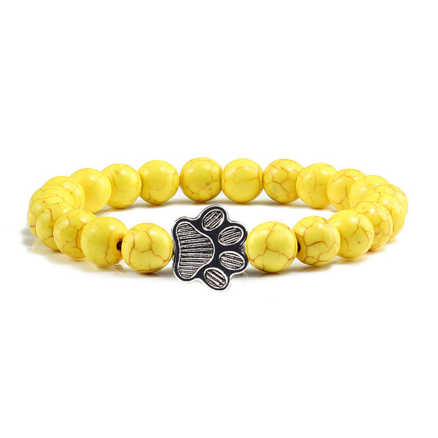 Lava Volcanic Stone Paw Print Charm Bracelet