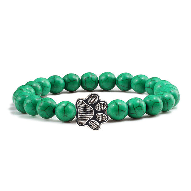 Lava Volcanic Stone Paw Print Charm Bracelet