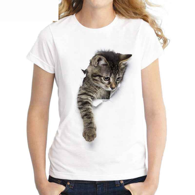 Charmed 3D Cat Print T-Shirt