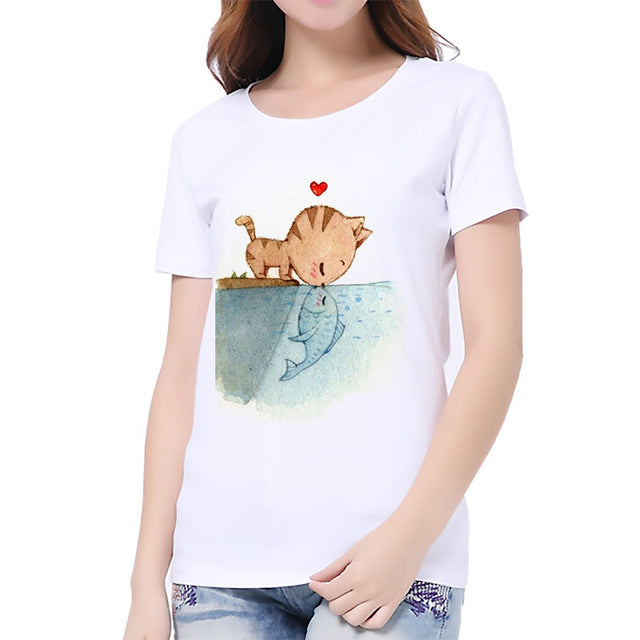 Charmed 3D Cat Print T-Shirt