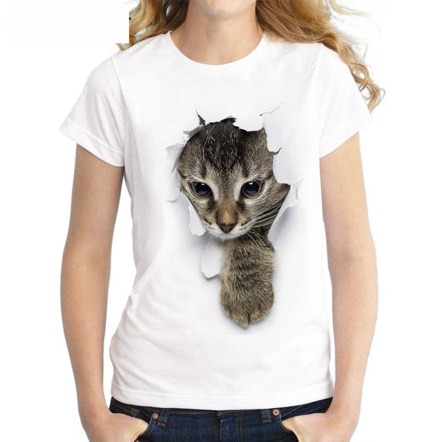 Charmed 3D Cat Print T-Shirt