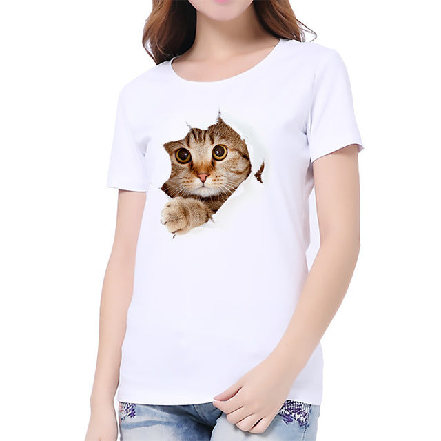 Charmed 3D Cat Print T-Shirt