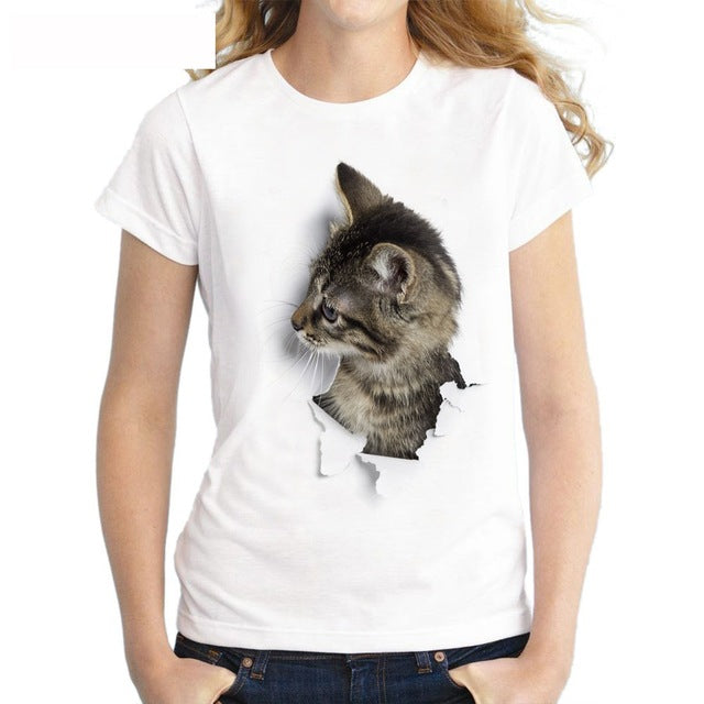 Charmed 3D Cat Print T-Shirt