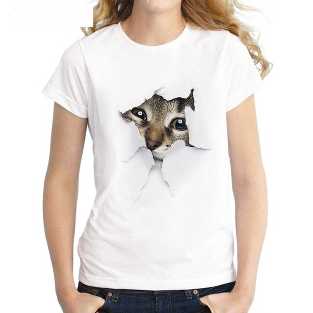 Charmed 3D Cat Print T-Shirt