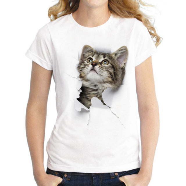 Charmed 3D Cat Print T-Shirt