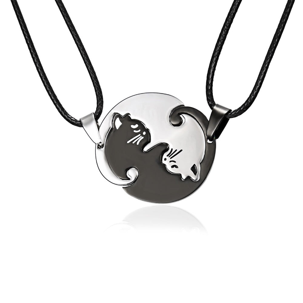 Black white Couple Necklace